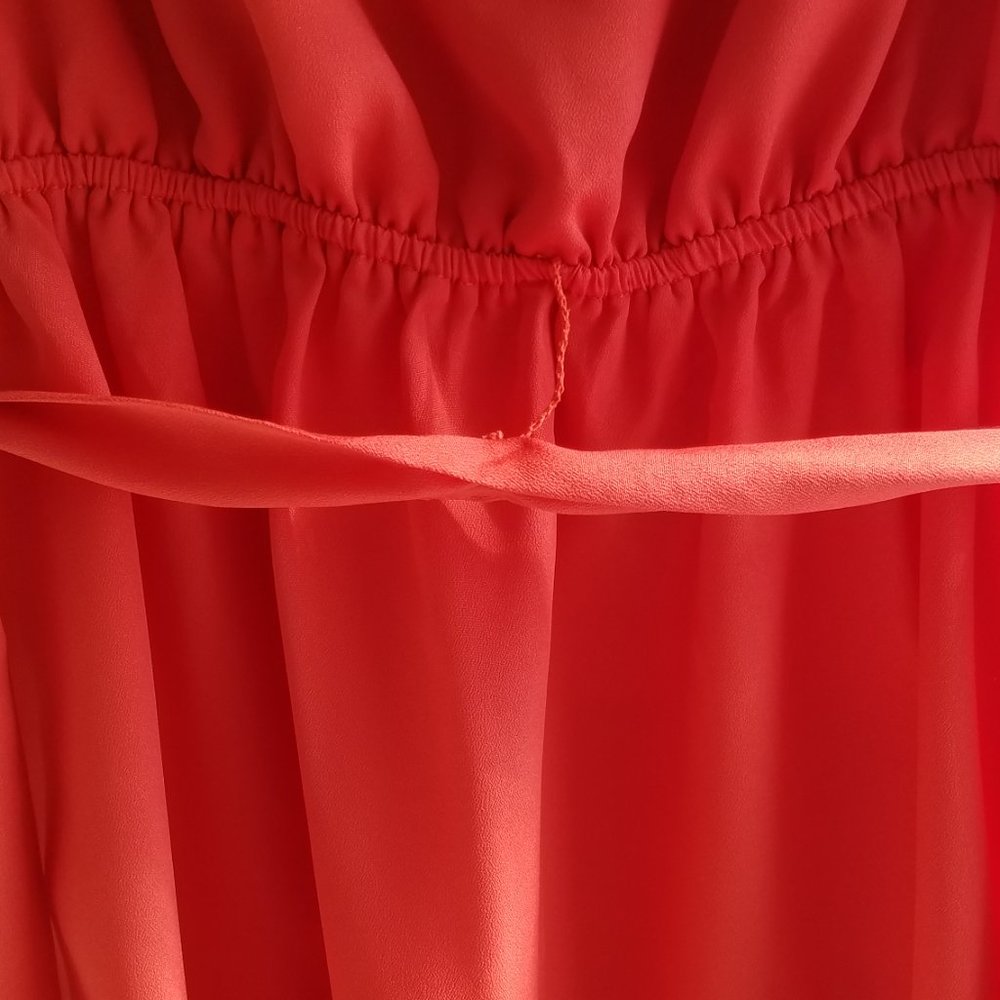 GAP Women's Small Sleeveless Skater Dress Cutout back Lava Orange Belted - Picture 7 of 10